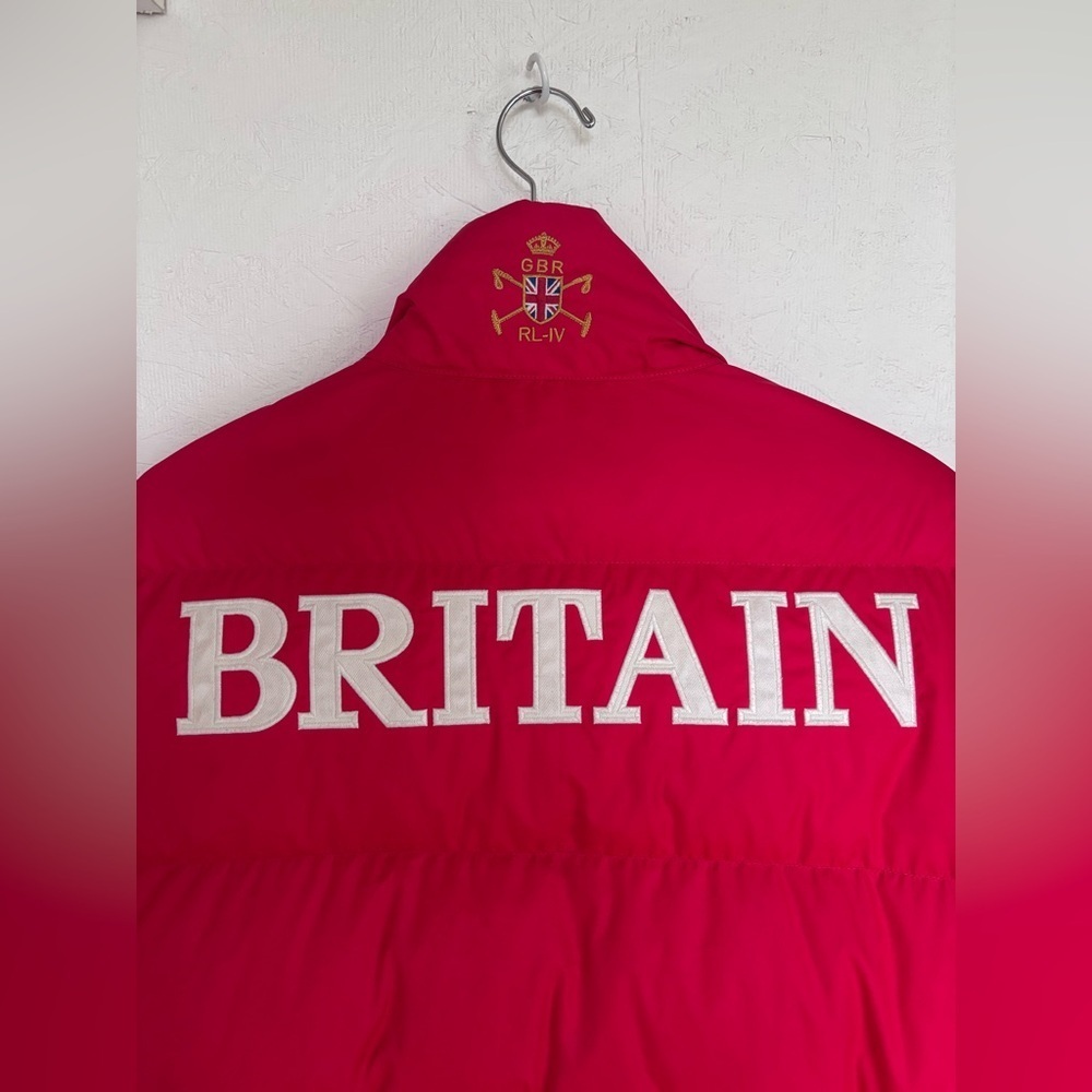 Polo Ralph Lauren RL Britain Snow Ski Cup IV Red White Stripe Down Puffer Jacket - Picture 10 of 15
